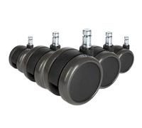 HJH Office Roulettes pour sols durs ROLO FREE 11 mm/65 mm sans frein, lot de 5 Noir