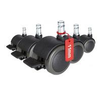 HJH Office Roulettes ROLO STOP 11mm/50mm pour sols durs, frein de stationnement – Lot de 5 Noir