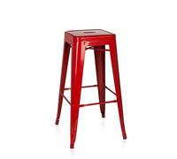 hjh OFFICE 645011 Tabouret de Bar VANTAGGIO High Métal Rouge, Tabouret Industriel Haut, empilable