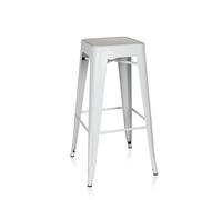 hjh OFFICE 645012 Tabouret de Bar VANTAGGIO High Métal Blanc, Tabouret Industriel Haut, empilable