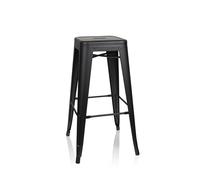 hjh OFFICE 645016 Tabouret de Bar VANTAGGIO High métal Noir Mat Tabouret rétro Design Industriel, empilable