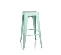 hjh OFFICE 645017 Tabouret de Bar VANTAGGIO High métal Vert Pastel Mat Tabouret rétro Design Industriel, empilable