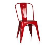 hjh OFFICE 645021 Chaise bistrot VANTAGGIO Comfort Métal Rouge, Style Industriel, empilable