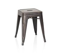 hjh OFFICE 645034 Tabouret bistrot VANTAGGIO Métal Noir/Or, Tabouret au Look Industriel et Moderne, empilable