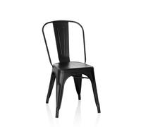 hjh OFFICE 645038 Chaise bistrot VANTAGGIO Brush Métal Noir Mat, Style Industriel, empilable