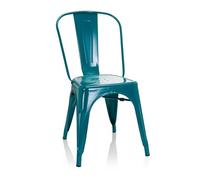 hjh OFFICE 645052 Chaise bistrot VANTAGGIO Comfort Métal Bleu Pétrole, Style Industriel, empilable