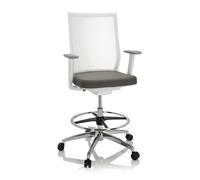ASPEN WORK W - Chaise de comptoir Gris / Blanc