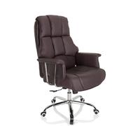 hjh OFFICE 706815 XXL Fauteuil de Direction Commander Similicuir Marron Fauteuil de Bureau à Rembourrage épais, Dossier Haut