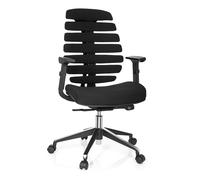 HJH Office – Siège de bureau ERGO LINE II – Ergonomique, dossier haut, tissu noir