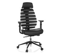 hjh Office 714560 Fauteuil de Bureau Professionnel Ergo Line II Pro Fauteuil pivotant Ergonomique en Cuir Noir avec Lombaire et Appui-tête, Noir, 65 x 53 x 131