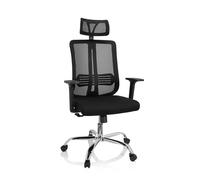 hjh OFFICE 719221 Chaise de Bureau ZH 200 Fauteuil de Bureau en Maille avec Support Lombaire, Pivotant, Dossier Ergonomique, Noir