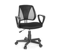 hjh OFFICE 725106 Chaise de Bureau pivotante pour Enfant KIDDY CD Dossier réglable en Hauteur, Tissu Maille Noir