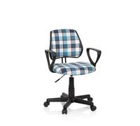 Hjh Office 725109 Chaise de Bureau Pivotante pour Enfant avec Kiddy CD Square et Dossier en Tissu Bleu/Blanc