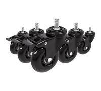 5x ROLO SKATE S 11mm/75mm avec frein d'arrêt | Sols durs - Roulettes Noir