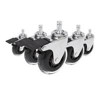 hjh OFFICE 729401 Roulettes de chaise de bureau ROLO SKATE argent / transparent 5 x roulettes pour sol dur 11 mm x 75 mm avec frein de stationnement