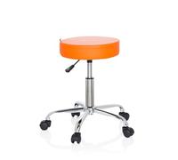 HJH Office - Tabouret pivotant OPERATOR II - Similicuir, réglable en hauteur, roulettes - Orange