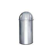 hjh OFFICE 741004 Petite poubelle PUSH chromée 35L Collecteur de déchets rétro avec trappe à poussoir