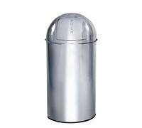 hjh OFFICE 741007 Poubelle XXL PUSH Chrome 50L Collecteur de déchets rétro avec clapet à poussoir