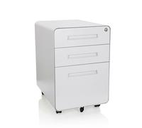 hjh OFFICE 743015 Caisson à roulettes Color Plus I Acier Blanc Armoire à tiroirs avec roulettes, dossiers Suspendus A4, verrouillable