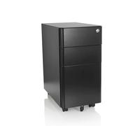 hjh OFFICE 743017 Caisson à roulettes étroit Color I Acier Noir Armoire à tiroirs avec roulettes, dossiers Suspendus A4, verrouillable