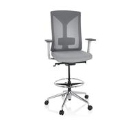 hjh OFFICE 751010 Chaise de Bureau Halifax Work Tissu/Filet Gris Chaise de Travail à roulettes réglable en Hauteur, Profondeur d'assise réglable