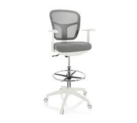 hjh OFFICE 760009 Chaise de Travail en Maille Top Work 108 W Tissu, Repose-Pieds Ergonomique, réglable en Hauteur, Gris