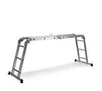 hjh OFFICE 801202 Escabeau Multi-usages 12 marches avec 2 Plateaux d'échafaudage Solid W3 Aluminium 345cm Escabeau articulé Charge Max. 150kg, Argent