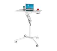 hjh OFFICE 802114 Bureau Debout Stand réglable en Hauteur VM-SU I Blanc Bureau Debout pour Ordinateur Portable avec roulettes & vérin à gaz, Hauteur jusqu'à 105 cm