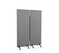 hjh OFFICE 891006 Cloison de Séparation Acoustique Mobiles FLEXMIUT 177 x 60 cm, Lot de 2, Paravent avec roulettes et Patins, Tissu Gris Foncé