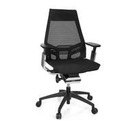 HJH Office Chaise de bureau GENIDIA SMART BLACK CM maille respirante support lombaire noir/chrome