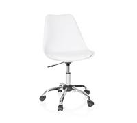 HJH Office Chaise de bureau FANCY PRO pivotante à roulettes, hauteur réglable Blanc