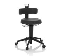 hjh OFFICE Chaise d'équilibre réglable en Hauteur Top Work Flex PU Tabouret de Travail Mobile avec Dossier, Similicuir Noir