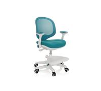 HJH Office – Chaise enfant KID ERGO Tissu maille pivotante repose-pieds réglable en hauteur – Bleu