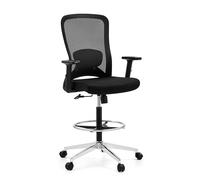 hjh OFFICE Counterstuhl Top Work 44 Chaise de Travail Ergonomique Haute réglable en Maille, accoudoirs réglables en Hauteur, Soutien Lombaire et Anneau pour Les Pieds, Noire
