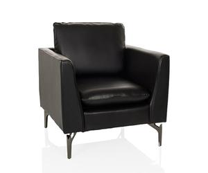 hjh OFFICE Fauteuil Lounge 1 Place BAVERO Similicuir, pour Salon/Bar/réception, Relax rembourré, Noir