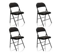 hjh OFFICE Lot de 4 Chaises Pliantes en Cuir synthétique TUDELA Chaise Visiteur, Charge maximale 130 kg, Noir 803004