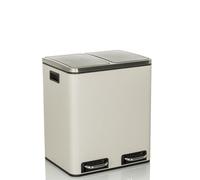 hjh OFFICE Poubelle 2x15L CLEAN IX Système de tri des déchets avec 2 compartiments, Poubelle à pédale avec Softclose, Métal Beige