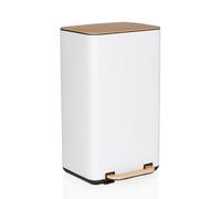 HJH Office Poubelle à pédale CLEAN NATURA 30 L Softclose métal seau intérieur Crème/Noix
