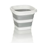 hjh OFFICE Poubelle Pliante Clean Sile, Silicone, Seau Pliable de 5L pour l'intérieur et l'extérieur, Peu encombrante, Gris/Blanc, 924001