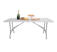 hjh OFFICE Table Pliable de Camping 152x70 cm Easy UP Multi Table de Jardin, Table de Pique Nique, Plastique Blanc 830053