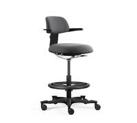 hjh Office Top Work 40 Chaise de Travail Ergonomique avec Dossier réglable en Hauteur, Inclinaison et Profondeur d'assise réglables, Anneau de Pied réglable en Hauteur, Gris foncé