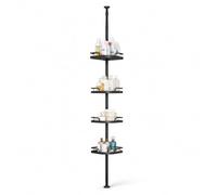 HJLKDYM Support De Panier De Rangement Pour Douche À Barre De Tension | Étagère de rangement du sol au plafond avec étagère d'angle, modèle à 3/4/5 niveaux(110-168cm/4tier)