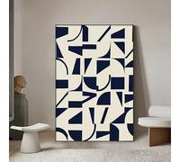 HJOSWVNS Poster Mural Beige Bleu Marine Toile Peinture Decoration Murale Tableau Decoration Murale Salon Chambre Tableau Peinture Moderne Affiche Murale Impression sur Toile Sans Cadre 30x40cm