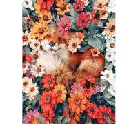 HJOSWVNS Poster Mural Fleur Rouge Renard Toile Peinture Decoration Murale Tableau Decoration Murale Salon Chambre Tableau Peinture Moderne Affiche Murale Impression sur Toile Sans Cadre 50x70cm/1 Pcs