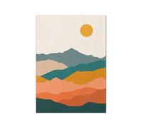 HJOSWVNS Poster Mural Vert Montagne Orange Tableau Decoration Murale Tableau Peinture sur Toile Cadre Decoration Murale Affiche Murale Salon Peinture sur Toile Sans Cadre 30x40cm/1 Pcs