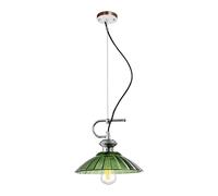 HJXDtech Suspension Industrielle en Côtelé avec Accents Chromés, Luminaire de Plafond avec 180cm Réglable Câble, E27 Lampe Suspendu Lustre pour Cuisine Salle à Manger Chambre (Vert, 25cm)