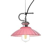HJXDtech Suspension Industrielle en Côtelé avec Accents Chromés, Luminaire de Plafond avec 180cm Réglable Câble, E27 Lampe Suspendu Lustre pour Cuisine Salle à Manger Chambre (Rose, 25cm)