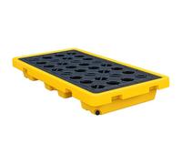 HJYCLFAZU Bac de rétention pour réservoir d'huile, Plateforme modulaire avec Grille à Dessus Plat, palettes en polyéthylène Jaune et Noir, étanche, 50 x 26,37 x 6,69 pouces/127 x 67 x 17 cm