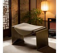 HJYXXSR Banc d'entrée, avec Un Repose-Pieds rembourré, des Pieds en métal, Un siège rembourré en Cuir synthétique, adapté aux entrées, aux Chambres et aux couloirs Gold