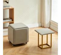 HJYXXSR Chaise Cube en Cuir PU 5 en 1, Repose-Pieds Emboîtable, Canapé/Chaise Empilable, avec roulettes, Repose-Pieds Carré en Cuir, Adapté Au Salon Grey 35 * 35 * 38cm / 13.7 * 13.7 * 15in